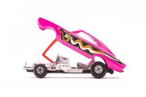 Rennauto | Dodge | Dragster | Pink | Scheinwerfer defekt | 1970 | Matchbox | Patrick Gutenberg